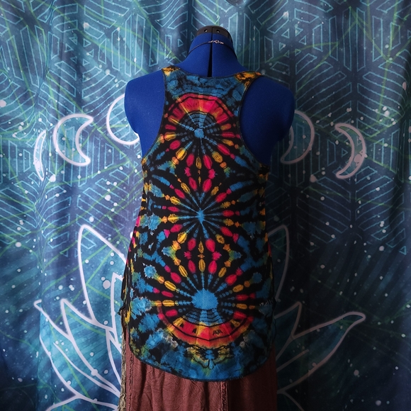 🌈🔮 Kathmandu Imports Sacred Symbols Tie Dye Racerback Tank — Size S/M - Picture 3 of 7
